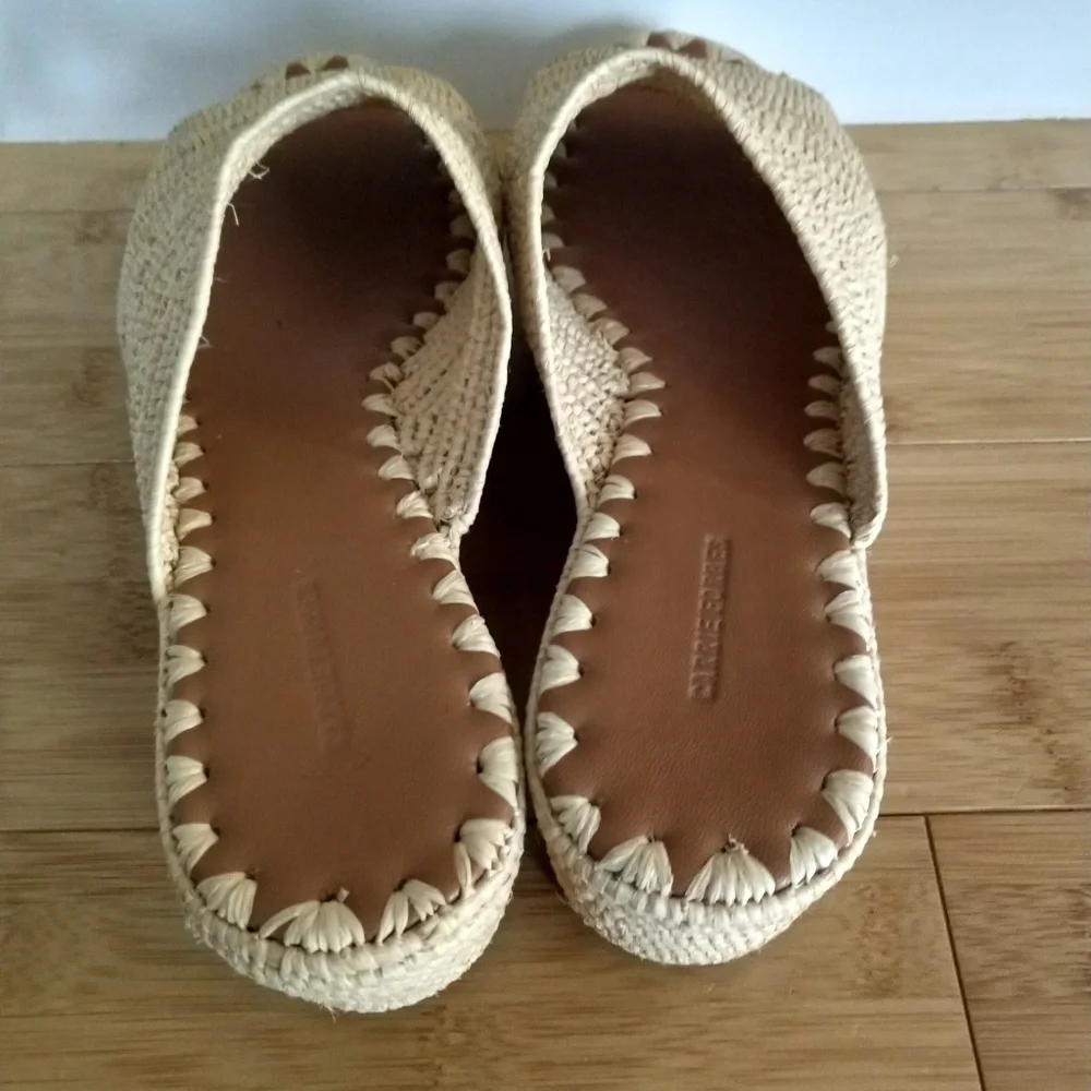 Woven Platform Wedge Slide - Cream